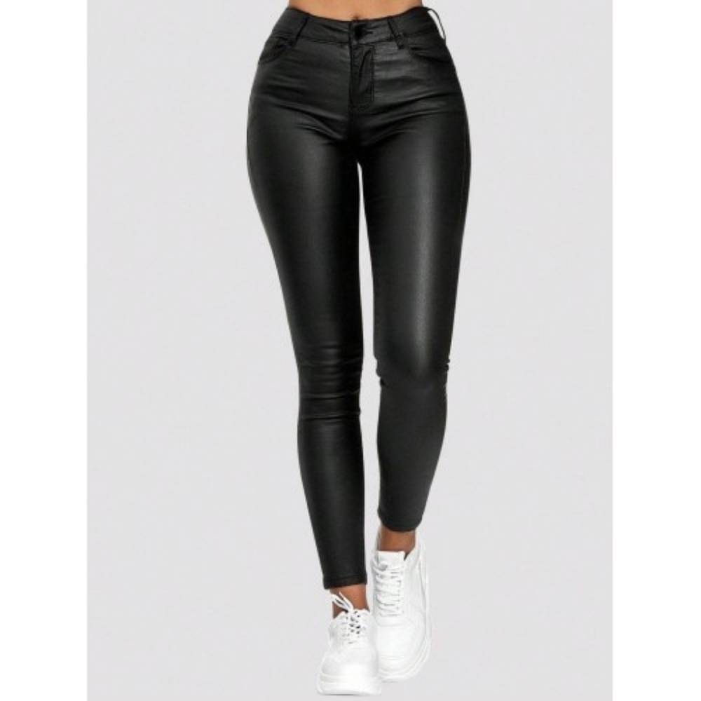 Apperloth A Plus High Waist PU Leather Skinny PantsXXL